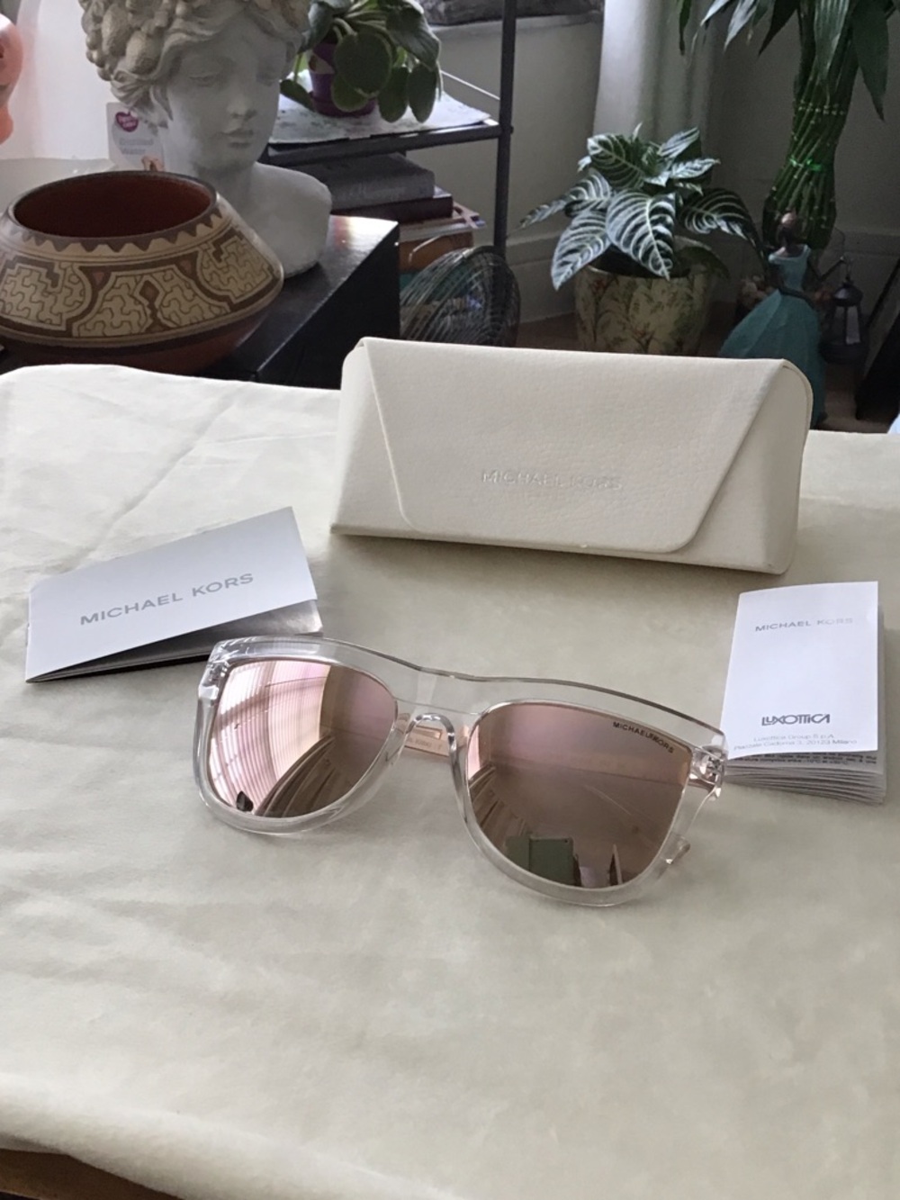 Michael Kors St. Kits MK2703 Clear Frame Sunglasses with Mirrored Pink Lenses